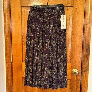 NWT Michael Taylor Plum Paisley Pleated Skirt - Size M